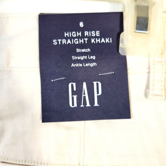 Gap Pants Women's 6 High Rise Straight Khaki Cream Raw Hem Coastal Casual NEW - Picture 5 of 15